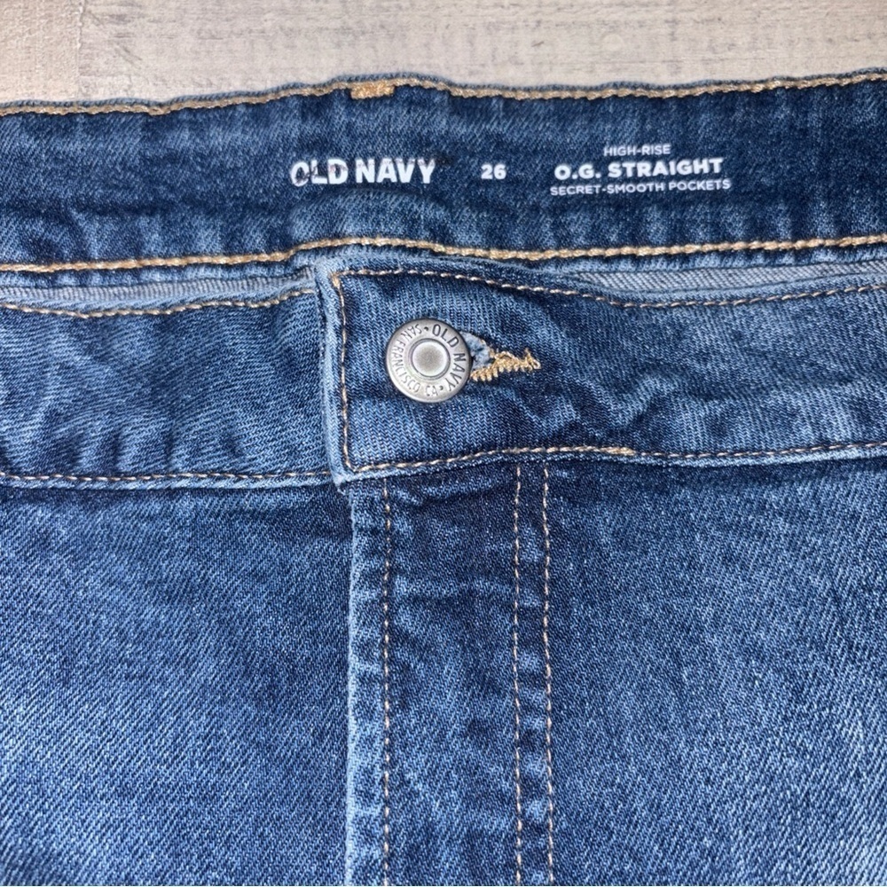 Old Navy high rise Og straight pockets Plus size 28 Denim Shorts American Flag - Picture 5 of 13
